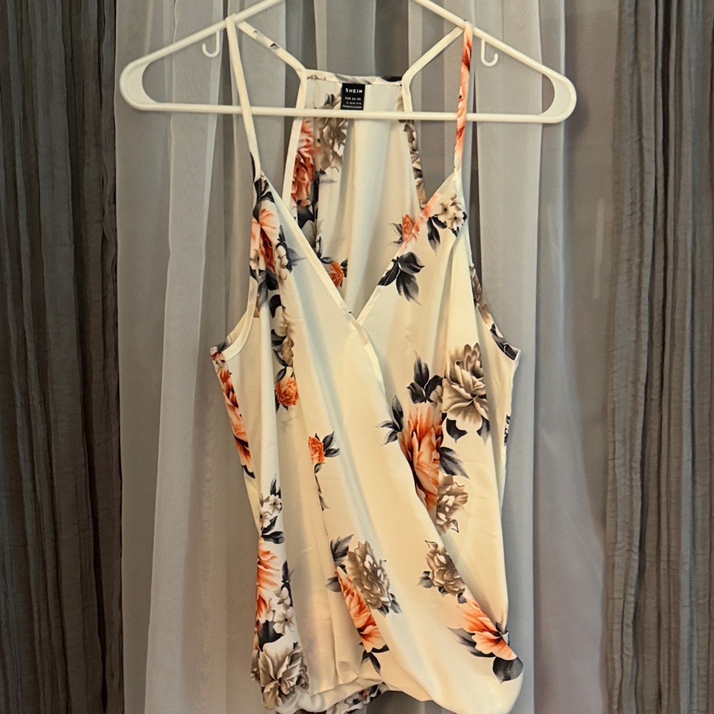 H&M Floral Wrap Bodysuit - Cream and Orange
